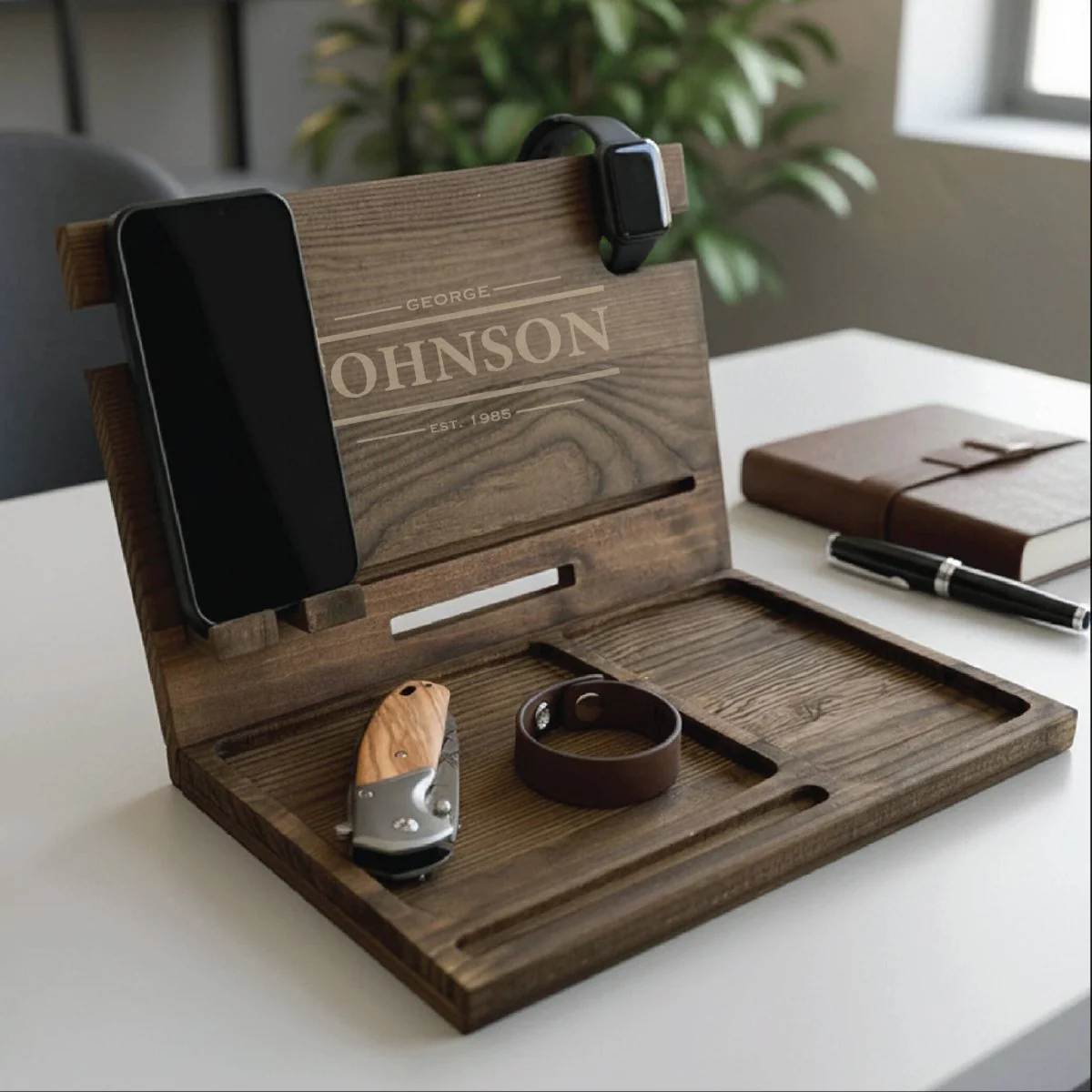 Personalized Wooden Docking Station