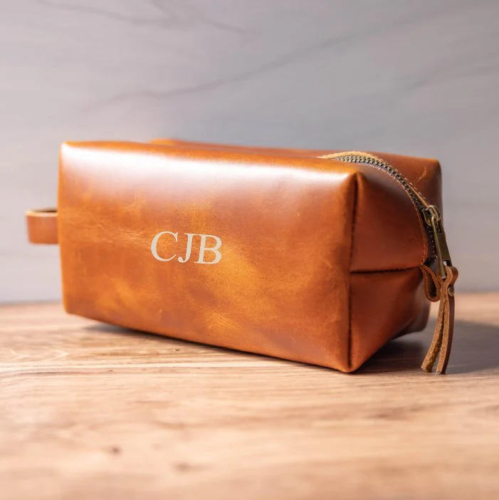 Personalized Leather Toiletry Bag - Image 8
